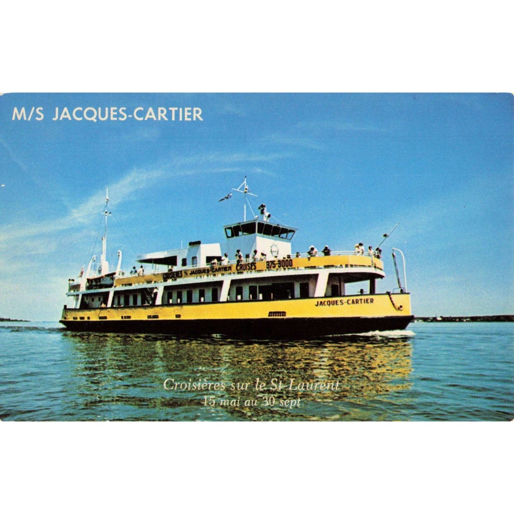 Vintage M/S Jacques-Cartier St Lawrence River Cruise Ship Postcard Quebec Canada - Picture 1 of 2